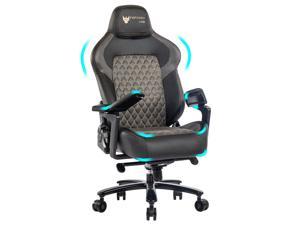Fantasylab Big and Tall 440lb Memory Foam Gaming Chair With 3D Flip-up Armrests, Racing Style PU Leather High Back Adjustable Swivel Task Chair (Black)