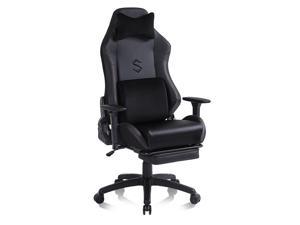 FANTASYLAB Memory Foam Gaming Chair Office Chair 300lbs with Velvet Lumbar SupportRacing Style PU Leather High Back Adjustable Swivel Task Chair with Footrest Black