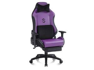 FANTASYLAB Memory Foam Gaming Chair Office Chair 300lbs with Velvet Lumbar SupportRacing Style PU Leather High Back Adjustable Swivel Task Chair with Footrest Purple