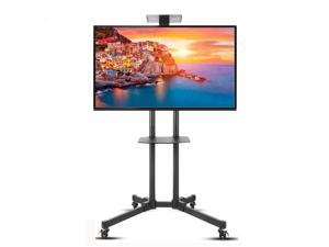 Mobile TV Cart Stand with Rolling Casters Shelf Height Adjustable Flat Screen TV Mount Fits 32"-70" 110lbs VESA 600x400mm