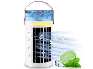 Portable Air Conditioner Fan Personal Air Cooler Desk Cooling Fan Quiet Humidifier Misting Fan with 7 Colors Night Light 3 Speeds Mini Evaporative Cooler for Home Office Car Bedroom