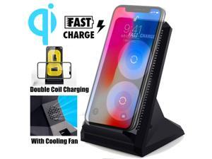 10W Qi Wireless Fast Charger Charging Stand Dock W/ Cooling Fan For Mobile Phone - 10W Qi Wireless Fast Charger Charging Stand Dock W/ Cooling Fan For Mobile Phone -