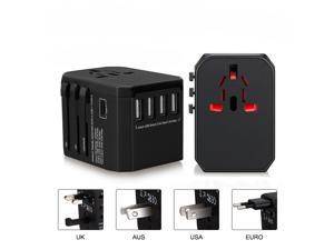 All in One Universal International Plug Adapter 4USB Ports Type-c World Travel AC Power Charger - Black All in One Universal International Plug Adapter 4USB Ports Type-c World Travel AC Power Charger - Black