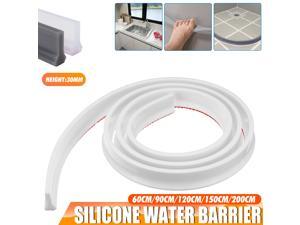 Bathroom Barrie 60-200cm Bathroom/Kitchen Shower Barrier Water Stopper Silicone White - White 150cm Bathroom Barrie 60-200cm Bathroom/Kitchen Shower Barrier Water Stopper Silicone White - White 150cm