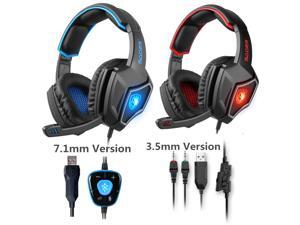 SADES Spirit Wolf Gaming Headset with Microphone Headphone USB LED Razer MSN - Black blue 7.1 channel SADES Spirit Wolf Gaming Headset with Microphone Headphone USB LED Razer MSN - Black blue 7.1 channel