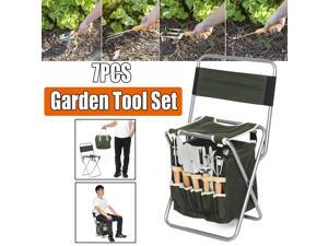 7pcs Garden Plant Stainless Steel Trowel Digging Tools Set Folding Bag & Stool - 7pcs Garden Plant Stainless Steel Trowel Digging Tools Set Folding Bag & Stool -