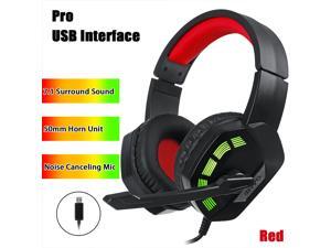 7.1 / 5.1 Surround Sound Stereo Gaming Headsets RGB LED USB 3.5mm Gamer Headphones Surround Sound Stereo Wired Earphones USB Microphone Colourful Light PC Laptop Game Headset - Red-7.1 Surround 7.1 / 5.1 Surround Sound Stereo Gaming Headsets RGB LED USB 3.5mm Gamer Headphones Surround Sound Stereo Wired Earphones USB Microphone Colourful Light PC Laptop Game Headset - Red-7.1 Surround