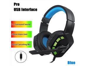 7.1 / 5.1 Surround Sound Stereo Gaming Headsets RGB LED USB 3.5mm Gamer Headphones Surround Sound Stereo Wired Earphones USB Microphone Colourful Light PC Laptop Game Headset - Blue-7.1 Surround 7.1 / 5.1 Surround Sound Stereo Gaming Headsets RGB LED USB 3.5mm Gamer Headphones Surround Sound Stereo Wired Earphones USB Microphone Colourful Light PC Laptop Game Headset - Blue-7.1 Surround