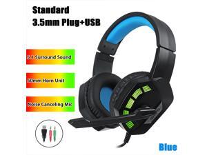 7.1 / 5.1 Surround Sound Stereo Gaming Headsets RGB LED USB 3.5mm Gamer Headphones Surround Sound Stereo Wired Earphones USB Microphone Colourful Light PC Laptop Game Headset - Blue-5.1 Surround 7.1 / 5.1 Surround Sound Stereo Gaming Headsets RGB LED USB 3.5mm Gamer Headphones Surround Sound Stereo Wired Earphones USB Microphone Colourful Light PC Laptop Game Headset - Blue-5.1 Surround