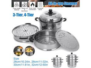 Stainless Steel All-in-one Steamer Meat Vegetable Cook Steam Pot Kitchen Tool - 28-4-Tier Stainless Steel All-in-one Steamer Meat Vegetable Cook Steam Pot Kitchen Tool - 28-4-Tier