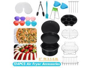 ?124pcs?(For 3.5L-6.8L Air Fryers) All-in-one 8inch Air Fryer Accessories Rack Cake Pizza Oven Barbecue Frying Pan Tray Frying Cage Dish Baking Pan Rack Pizza Tray Pot Tool - ?124pcs?(For 3.5L-6.8L Air Fryers) All-in-one 8inch Air Fryer Accessories Rack Cake Pizza Oven Barbecue Frying Pan Tray Frying Cage Dish Baking Pan Rack Pizza Tray Pot Tool -