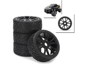 4Pcs 17mm Hub Wheel Rim & Tires Tyre For 1/8 Off-Road RC Car Buggy 180043 Black - 4Pcs 17mm Hub Wheel Rim & Tires Tyre For 1/8 Off-Road RC Car Buggy 180043 Black -