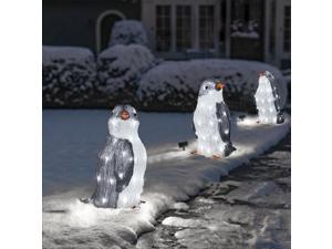 FYUU 3 Pcs Outdoor Led Christmas Yard Decorations Light Up Penguins Garden Decorations