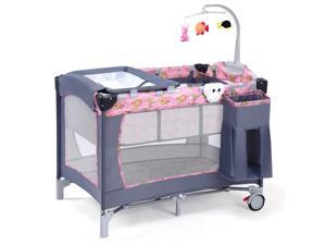 TFCFL Bedside Cribs, Portable Toddler Playpen Travel Crib, Foldable Baby Cradle Sleeper with Bassinet Includes Mattress, Diaper Changing Table, Removable Wheels, Hanging Toys TFCFL Bedside Cribs, Portable Toddler Playpen Travel Crib, Foldable Baby Cradle Sleeper with Bassinet Includes Mattress, Diaper Changing Table, Removable Wheels, Hanging Toys