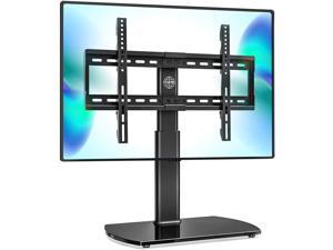 FITUEYES Universal TV Stand /Base Swivel Tabletop TV Stand with Mount for 32 to 65 inch Flat screen TV 80 Degree Swivel, 3 Level Height Adjustable,Tempered Glass Base Holds up to 88lbs Screenss