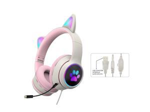 RGB Gaming Headset 3.5mm Multi-platform headphones For Mobile Devices/Game Console/PC/Laptop Noise Reduction Wired Headset with Microphone Luminous Cat Ears RGB Gaming Headset 3.5mm Multi-platform headphones For Mobile Devices/Game Console/PC/Laptop Noise Reduction Wired Headset with Microphone Luminous Cat Ears