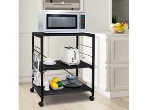 Cheflaud Kitchen Microwave Cart 3-Tier Kitchen Utility Cart Vintage Rolling Bakers Rack with 5 Hooks for Living Room Decoration Cheflaud Kitchen Microwave Cart 3-Tier Kitchen Utility Cart Vintage Rolling Bakers Rack with 5 Hooks for Living Room Decoration