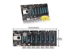 BTC-S37 Mining Motherboard CPU foFor Bitcoin Ethereumr Set 8 Video Card Slot Support DDR3 Memory Integrated VGA Low Power Consumption (65mm Interval)