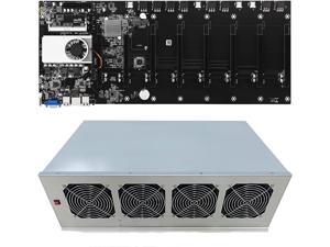 BTC T37 Mining Rig, 8 GPU Complete Miner Rig, Mining Machine System for Crypto Coin Currency Mining, GPU Miner Including Motherboard (Without GPU) Case with Cooling Fans,Motherboard + Chassis
