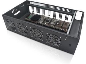 ISZEYU 8 GPU Mining Rig Frame Mining Machine System Platform,  Motherboard for BTC/ETH/ZEC with 8 Cooling Fans, Mining Frame Case with SSD(Without PSU and GPU)