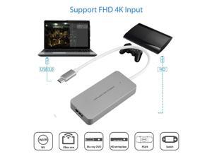 UKCOCO Video Capture Card, USB3.0 HDMI to Type C Video Capture Device, Full HD 1080P 60FPS for Game Recording, Live Streaming Broadcasting-Silver UKCOCO Video Capture Card, USB3.0 HDMI to Type C Video Capture Device, Full HD 1080P 60FPS for Game Recording, Live Streaming Broadcasting-Silver