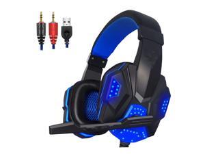UKCOCO Gaming Headset with Mic and LED Light for Laptop Computer, Cellphone, PS4 and so on, 3.5mm Wired Noise Isolation Gaming Headphones - Volume Control - Black and Blue UKCOCO Gaming Headset with Mic and LED Light for Laptop Computer, Cellphone, PS4 and so on, 3.5mm Wired Noise Isolation Gaming Headphones - Volume Control - Black and Blue