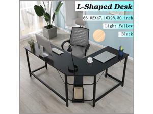 UKCOCO 66 x 47x 28 inch L-Shaped Corner Desk Gaming Desk Computer Workstation Table With CPU Stand for Home Office Black