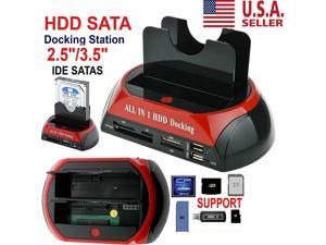 Dual Slots HDD/SSD Docking Station - USB 2.0 to SATA and IDE Dual Bay HDD Docking Station for 2.5" & 3.5" HDD/SSD SATA Dual USB Clone Hard Drive Enclosures- All in 1 Card Reader XD/TF/MS/CF/ SD Card Dual Slots HDD/SSD Docking Station - USB 2.0 to SATA and IDE Dual Bay HDD Docking Station for 2.5" & 3.5" HDD/SSD SATA Dual USB Clone Hard Drive Enclosures- All in 1 Card Reader XD/TF/MS/CF/ SD Card