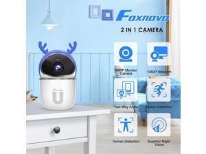 Foxnovo Intelligent Monitor Camera 2 in 1 Ultra Wi-Fi Camera Lovely Antler Wireless Detection Camera IR Night Vision Security Camera for Home Baby Pet Safety Foxnovo Intelligent Monitor Camera 2 in 1 Ultra Wi-Fi Camera Lovely Antler Wireless Detection Camera IR Night Vision Security Camera for Home Baby Pet Safety