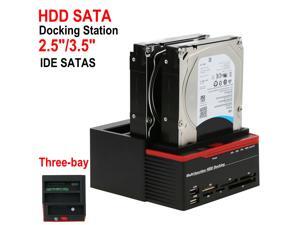 Hard Drive Docking Station-USB 3.0 to SATA Three Bay HDD Docking Station for 2.5" 3.5" SATA IDE HDD/SSD Storage Dock 2x 6TB Hard Drive Enclosure, 5Gbps Data Transfer, Offline Clone / Duplicator Hard Drive Docking Station-USB 3.0 to SATA Three Bay HDD Docking Station for 2.5" 3.5" SATA IDE HDD/SSD Storage Dock 2x 6TB Hard Drive Enclosure, 5Gbps Data Transfer, Offline Clone / Duplicator