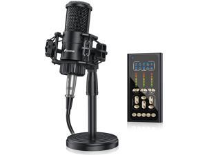 Foxnovo Condenser Microphone with Sound Card: FOXNOVO Podcast Mic Kit with 9 Sound Effects Voice Mixer Stand Earphone for Recording Podcasting Streaming Voice Over Gaming Black Foxnovo Condenser Microphone with Sound Card: FOXNOVO Podcast Mic Kit with 9 Sound Effects Voice Mixer Stand Earphone for Recording Podcasting Streaming Voice Over Gaming Black