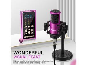 Foxnovo Condenser Microphone with Sound Card: FOXNOVO Podcast Mic Kit with 9 Sound Effects Voice Mixer Stand Earphone for Recording Podcasting Streaming Voice Over Gaming Purple Foxnovo Condenser Microphone with Sound Card: FOXNOVO Podcast Mic Kit with 9 Sound Effects Voice Mixer Stand Earphone for Recording Podcasting Streaming Voice Over Gaming Purple