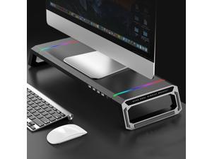 UKCOCO Monitor Stand Riser- 21.6 X 7.8 in Ergonomic Monitor Stand with Phone Holder, Storage Drawer, USB Charging Port and RGB lights, Foldable Laptop Lift Shelf Desk Organizer, for Monitor/PC/Printer UKCOCO Monitor Stand Riser- 21.6 X 7.8 in Ergonomic Monitor Stand with Phone Holder, Storage Drawer, USB Charging Port and RGB lights, Foldable Laptop Lift Shelf Desk Organizer, for Monitor/PC/Printer