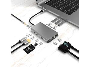 UKCOCO Docking Station, USB C Hub, 10 in 1 Laptop Docking Station USB C Adapter for MacBook and Windows with HDMI, VGA, 4 USB Ports, Ethernet, SD/TF Card Reader UKCOCO Docking Station, USB C Hub, 10 in 1 Laptop Docking Station USB C Adapter for MacBook and Windows with HDMI, VGA, 4 USB Ports, Ethernet, SD/TF Card Reader