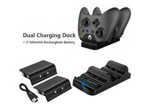 Xbox One Controller Charger, Dual Charge USB Charging Station Dock for Xbox One, with 2 x 300 mAh Rechargeable Battery Battery Packs Xbox One Controller Charger, Dual Charge USB Charging Station Dock for Xbox One, with 2 x 300 mAh Rechargeable Battery Battery Packs