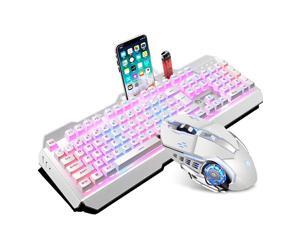 UKCOCO RGB Gaming Keyboard and Colorful Mouse Combo, USB Wired LED Backlight Gaming Mouse and Keyboard for Laptop PC Computer Gaming and Work, Letter Glow, Mechanical Feeling - White UKCOCO RGB Gaming Keyboard and Colorful Mouse Combo, USB Wired LED Backlight Gaming Mouse and Keyboard for Laptop PC Computer Gaming and Work, Letter Glow, Mechanical Feeling - White