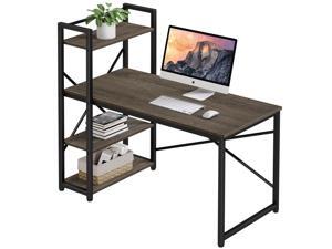 HOMEMAX Computer Desk with Shelves 55.1" Writing Study Table with Adjustable Storage Modern Home Office Desk with Reversible Bookshelf Rustic Gray HOMEMAX Computer Desk with Shelves 55.1" Writing Study Table with Adjustable Storage Modern Home Office Desk with Reversible Bookshelf Rustic Gray
