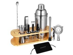 HOMEMAXS Bartender Kit with Bamboo Stand, 17pcs Cocktail Shaker Bar Set for Drink Mixing, Perfect Home Bartending Kit Tools With Martini Shaker HOMEMAXS Bartender Kit with Bamboo Stand, 17pcs Cocktail Shaker Bar Set for Drink Mixing, Perfect Home Bartending Kit Tools With Martini Shaker