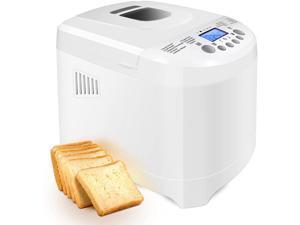 HOMEMAXS 2LB Household Bread Maker, Non- Stick Bread Pan, Programmable, 18 Programs Expressbake, 15H Delay Timer, 2LB Large Capacity Bread Making Machine - White HOMEMAXS 2LB Household Bread Maker, Non- Stick Bread Pan, Programmable, 18 Programs Expressbake, 15H Delay Timer, 2LB Large Capacity Bread Making Machine - White