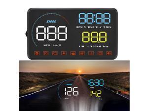 HOMEMAXS Universal Car HUD Head Up Display Digital GPS Speedometer with Speedup Test Brake Test Overspeed Alarm LCD Display for All Vehicle