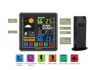 HOMEMAXS Weather Station, Wireless Indoor Outdoor Thermometer, Digital Clock, Temperature Humidity Monitor, Forecast Weather Stations, with Backlight And Accurate Temperature and Humidity Sensor