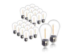 Jslinter 24-Pack LED 1W String Light Bulbs, UL Listed, S14/822/PC Shatterproof 1 Watt Outdoor Light Bulbs, Waterproof Replacement, Warm White Equivalent to 11w Jslinter 24-Pack LED 1W String Light Bulbs, UL Listed, S14/822/PC Shatterproof 1 Watt Outdoor Light Bulbs, Waterproof Replacement, Warm White Equivalent to 11w
