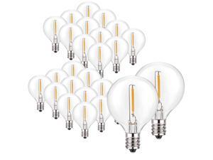 Jslinter G40 25-Pack LED String Light Bulbs Replacement, 1W, 2700K Warm White Clear Globe, E12 Candelabra Screw Base, Shatterproof & Waterproof Jslinter G40 25-Pack LED String Light Bulbs Replacement, 1W, 2700K Warm White Clear Globe, E12 Candelabra Screw Base, Shatterproof & Waterproof