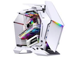JONSBO MOD3 Open Type ATX Mid Tower GAMING Computer Case, E-sports Players Mecha Chassis , Custom Liquid Cooling,Support EATX/ATX mainboard, 240/360 Liquid & 170mm Cooling,PC Case White