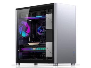 JONSBO D40 SILVER ATX /MATX Tower Computer Case, Aluminum/Steel/Tempered Glass-Sides Transparent, Simple High Compatibility ATX/ MATX Chassis, Support 240 Water &168mm Air Cooling, 355mm GPU Support