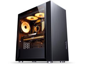 JONSBO U6 BLACK ATX Mid Tower Aluminum Computer Case, Semi-blackened Glass Sides window, Support 240/280/360 Water & 167mm Air Cooling, 320~345mm GPU,Simple High Compatibility,