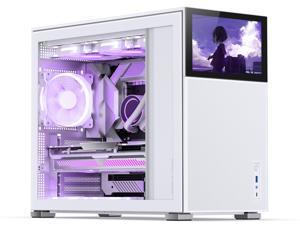 JONSBO D41 MESH SC WHITE ATX Computer Case with Sub HD-LCD Display, Support MB: ATX/M-ATX,Support GPU RTX 4090(335-400mm), AIO360/280/240, Power ATX/SFX: 100mm-220mm  Multiple Tool-free Design, White