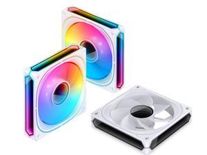 JONSBO FR-505WR (Reverse) 3 PACK, 120mm Case Fan, Reverse Blade, H25MM ARGB Infinity Mirror Series,3 Sides ARGB lighting along with the Front ARGB ,Lower noise level,3pcs in Pack, White