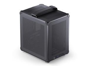 JONSBO C6-ITX BLACK ITX Handled Mesh PC Case, Simple Compact Desktop ITX Chassis, SP MB ITX/MINI-DTX, ATX Power Bite (L140mm Max.), SP 170mm Tower Cooler,3 Fan positions, Tool-free Open Case, Black