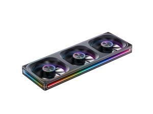 JONSBO ZA-360BR (Reversed) PC Case Fan,  All-IN-One Single Frame Unit with 3x120mm ARGB Fans 4 Pin PWM 3Pin ARGB, Silent Computer Fan with 4-Sides Infinity Mirror Fan 2400RPM, Aluminum Nameplate,Black